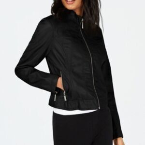 Jou Jou Juniors' Vegan Leather Jacket Sz S
